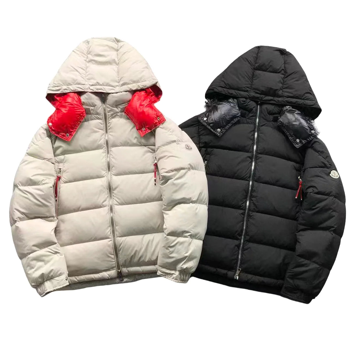 Moncler Poirier Down Jacket – White/Red
