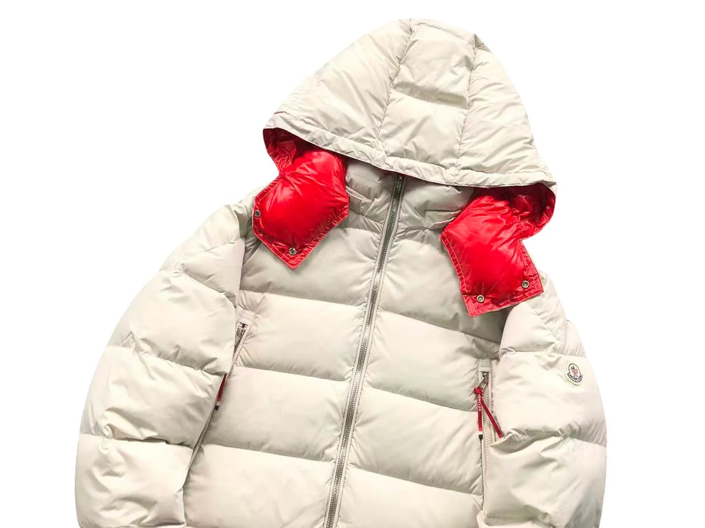 Moncler Poirier Down Jacket – White/Red